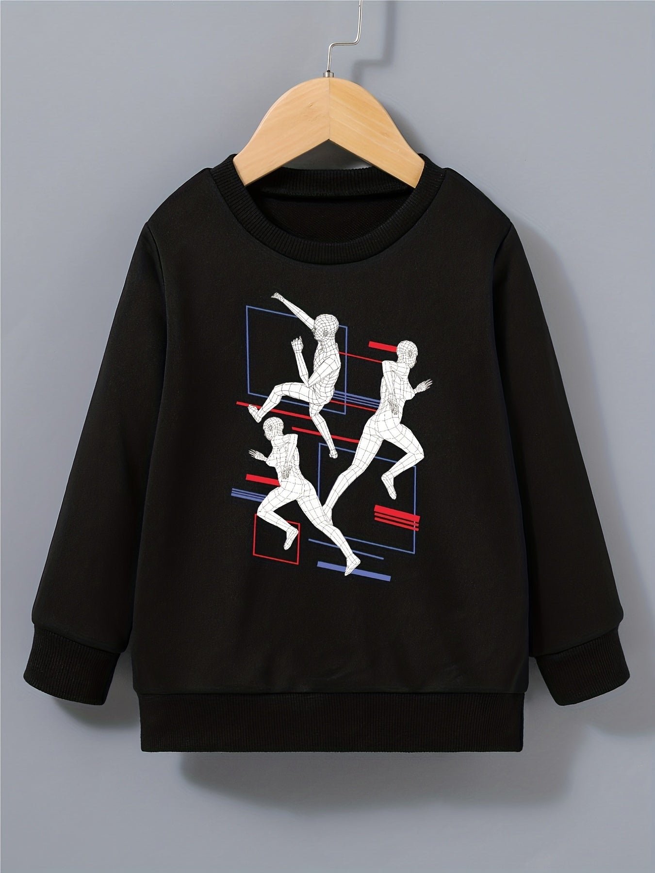 Sports Man Print Boys Sweatshirt Crew Neck Tops Kids Clothing