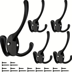 8pcs Heavy Duty Wall Hooks for Coats, Backpacks, Hats - 3 Metal Hooks