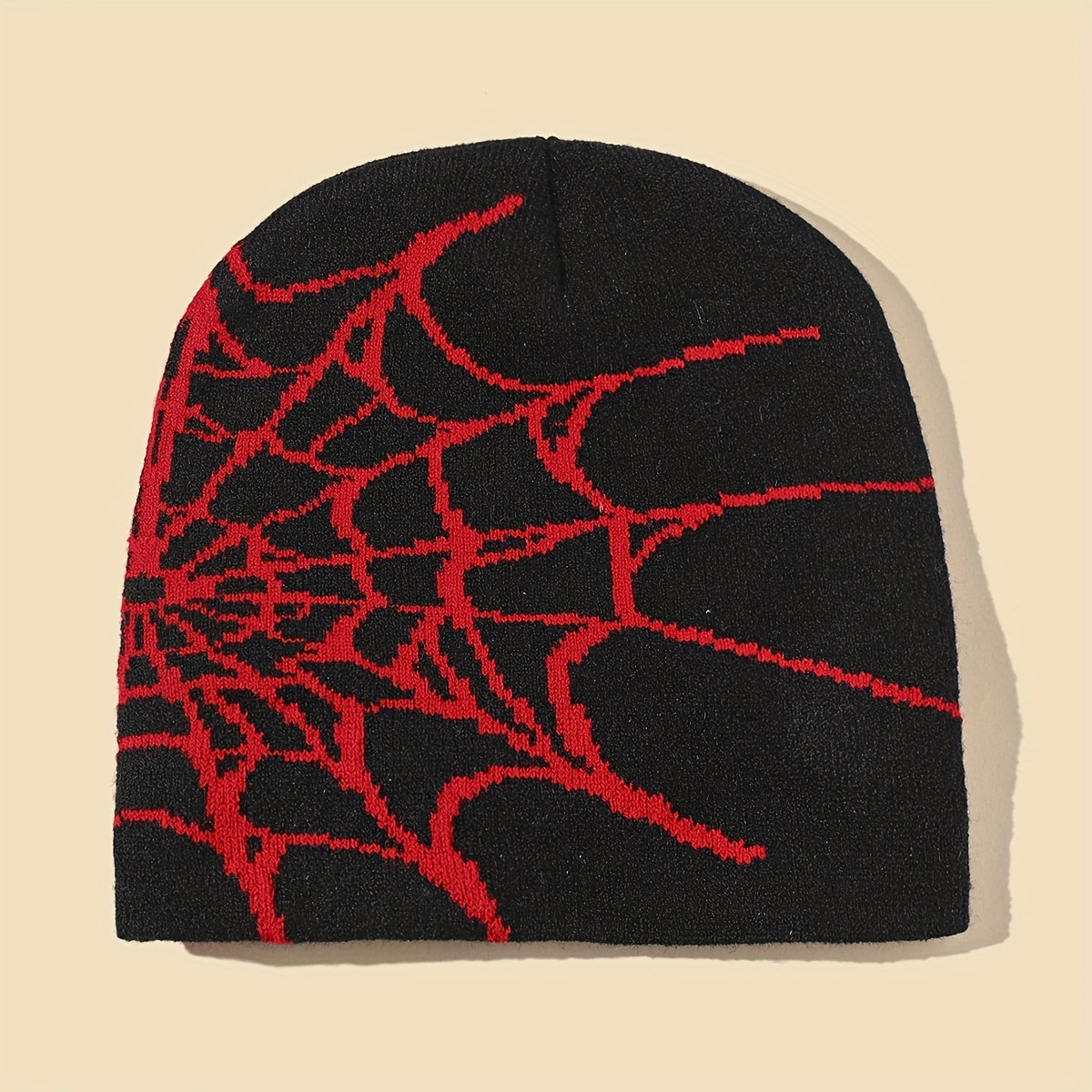 Gothic Spider Web Pattern Knitted Hat Halloween Windproof Beanie