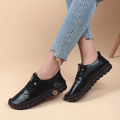 Women's Solid Flat Sneakers Casual Lace Up Low Top Shoes