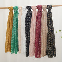 Hot Stamping Shawl Thin Breathable Scarf Retro Solid Travel Casual Hijab