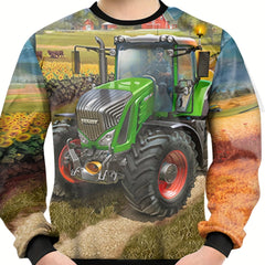 Anime Tractor Print Kid's Sweatshirt Unisex Pullover Top