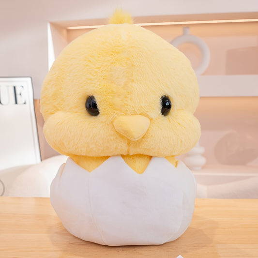 Soft Yellow Chick Plush Toy and Eggshell Stuffed Animal Pillow