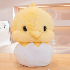 Soft Yellow Chick Plush Toy and Eggshell Stuffed Animal Pillow