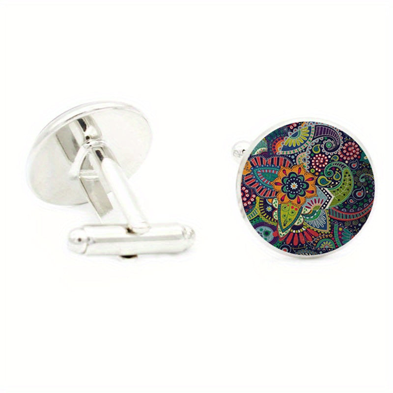 Bohemia Paisley Floral Cufflinks for Men Suit Shirt Cuff Link Jewelry