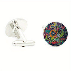 Bohemia Paisley Floral Cufflinks for Men Suit Shirt Cuff Link Jewelry
