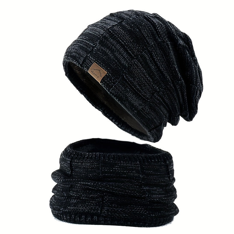 Winter Beanie Hat & Scarf Set Knitted Ear Protection Warm Hat Neck Gaiter