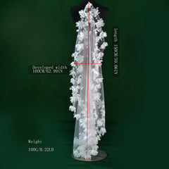 Short Pink 3D Floral Hair Veil for Brides Lace Overlay Hand Wash