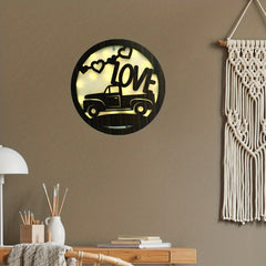 Children's Room Wall Clock LED Lamp Retro Wooden Sign Home Decoration