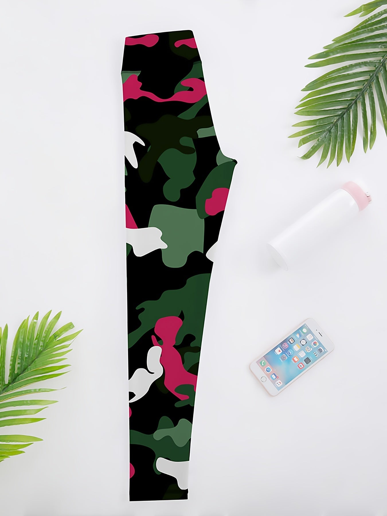 Camo Print Block Leggings High Waist Yoga Fitness Gym Sports Pants