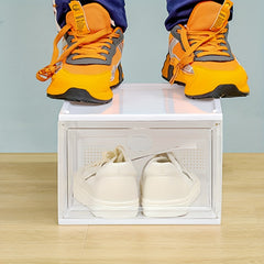 Foldable Stackable Shoe Rack Plastic Container Space Saving Storage Organizer