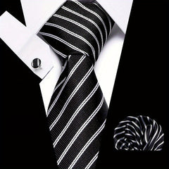 Men's Striped Tie, Handkerchief Set Business Formal College Necktie