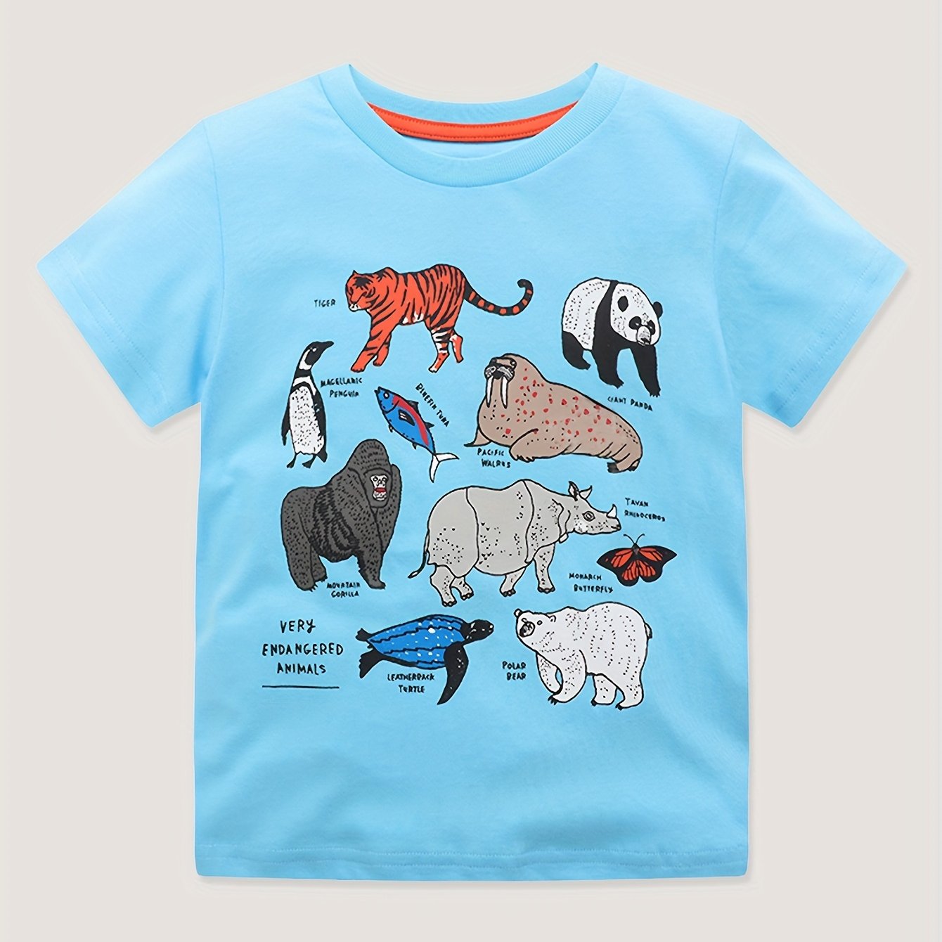 Boys Cartoon Animal Print Short Sleeve T shirt Kids Casual Summer Tee
