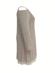 Colorblock Lace Sweater Dress