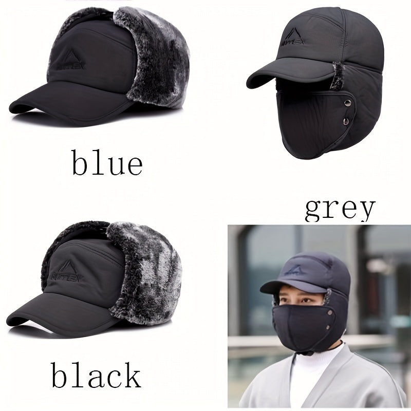 Trooper Hat Windproof Ear Protection Velvet Lined Warm Hat Winter Coldproof