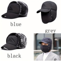 Trooper Hat Windproof Ear Protection Velvet Lined Warm Hat Winter Coldproof