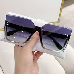 Oversized Square Sunglasses Gradient Lens Semi Rimless Glasses UV400