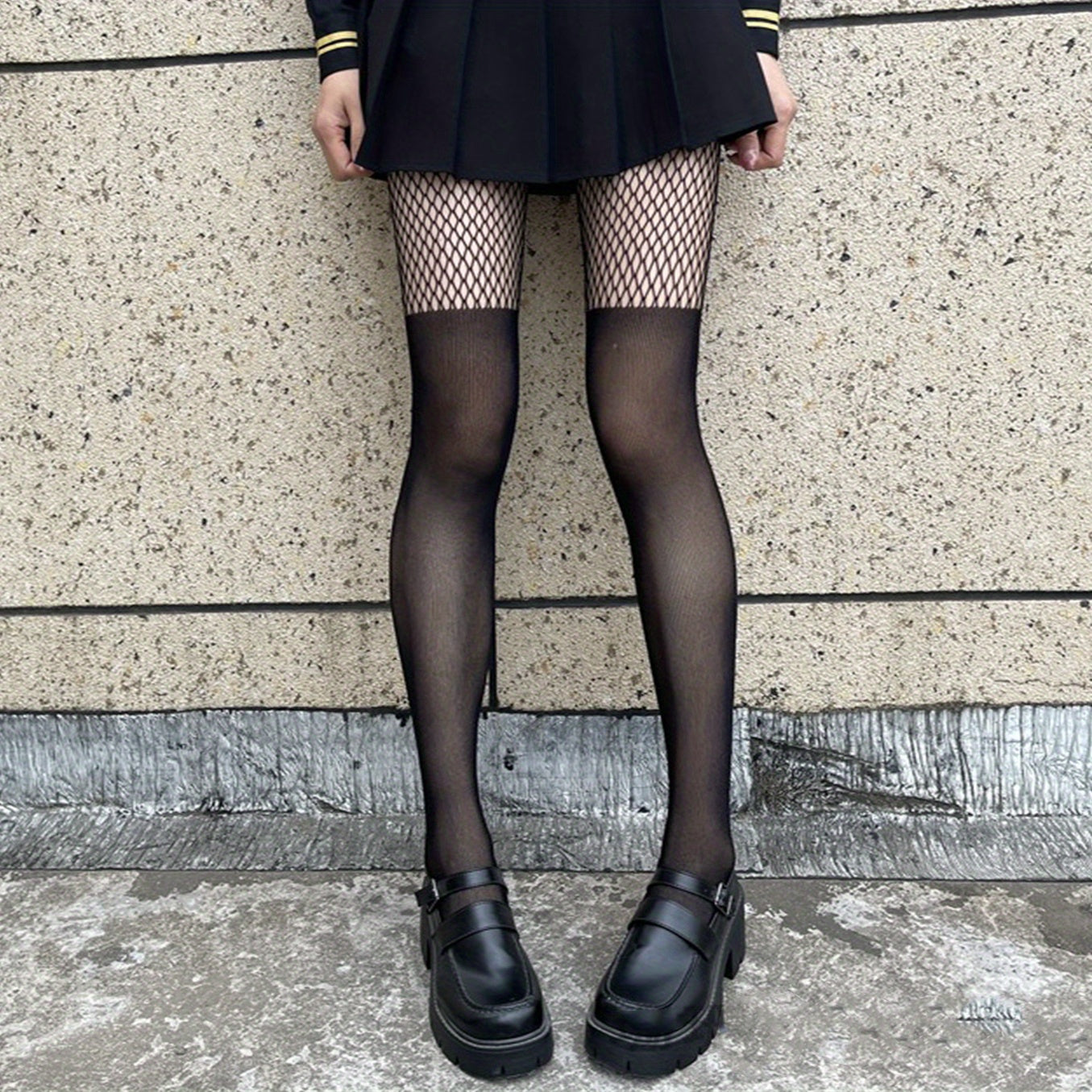 Sexy Stockings Women's Plus Faux Tight High Mesh Contrast Fishnet