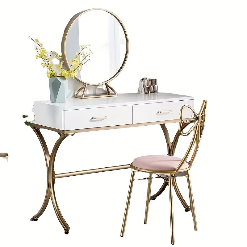 Makeup Vanity Girl Chair Stool Bedroom Bow Knot Backrest Side Table Seat Dressin