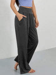 Solid Loose Wide Leg Sports Pants Women's Activewear