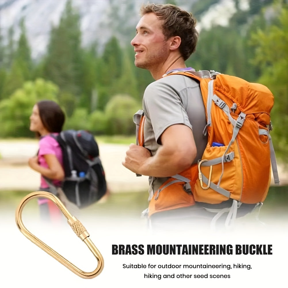 Brass Keychain Carabiner Safety Buckle With Lock for Outdoor Camping Hiking