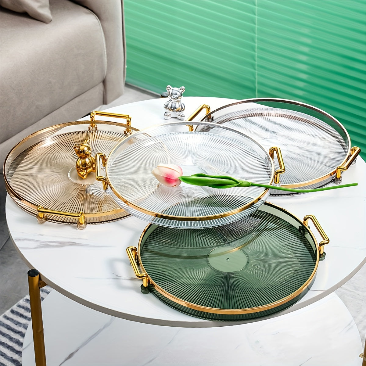 Round Serving Tray Dessert Platter Decorative Vanity Tray Food Tray
