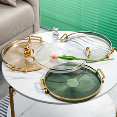 Round Serving Tray Dessert Platter Decorative Vanity Tray Food Tray