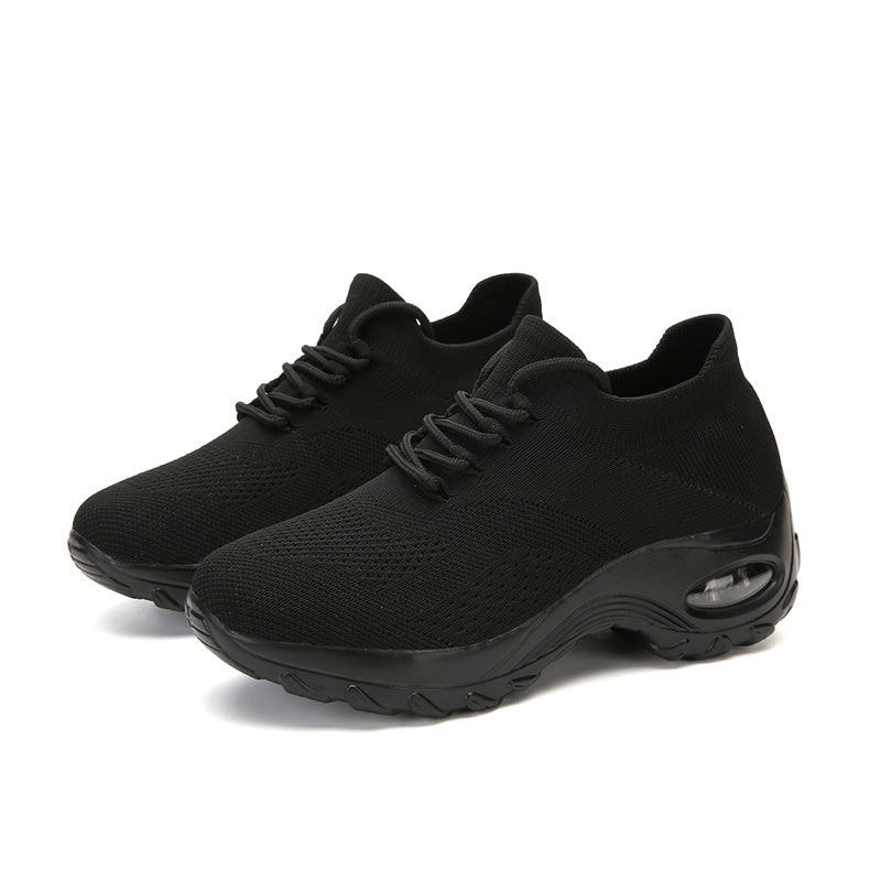 Lace Up Weaving Socks Shoes Air Cushion Running Sports Shoes Women's Footwear