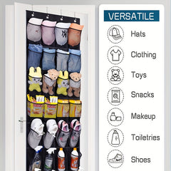 Over the Door Shoe Storage with 28 Deep Pockets and 4 Hooks