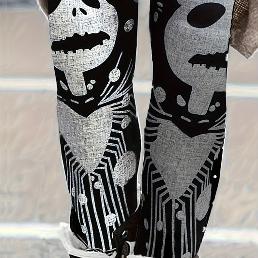 Halloween Goth Leggings Women's Plus Skull Print Leggings