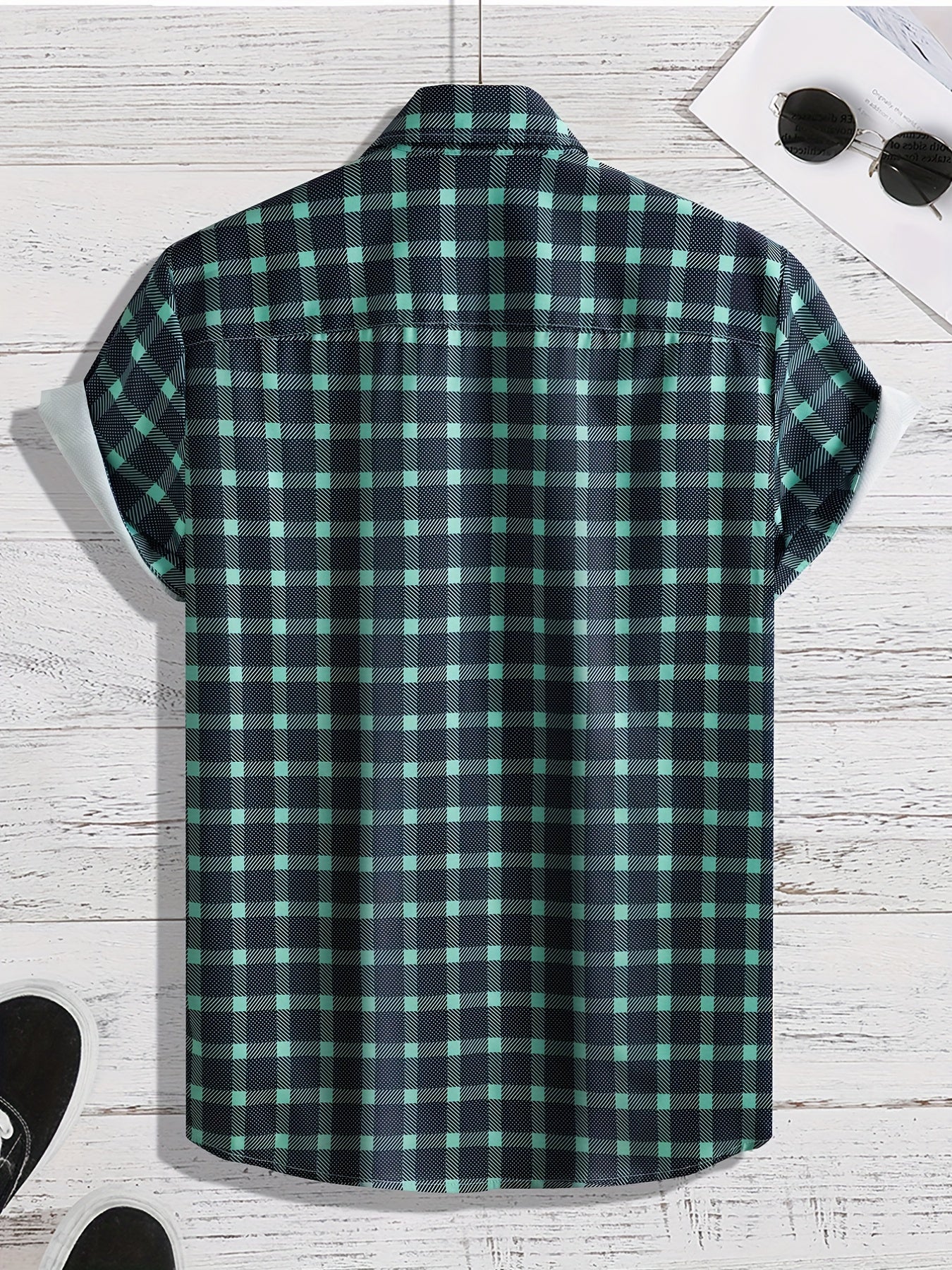 Men's Loose Fit Plaid Hawaiian Shirt