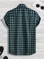 Men's Loose Fit Plaid Hawaiian Shirt