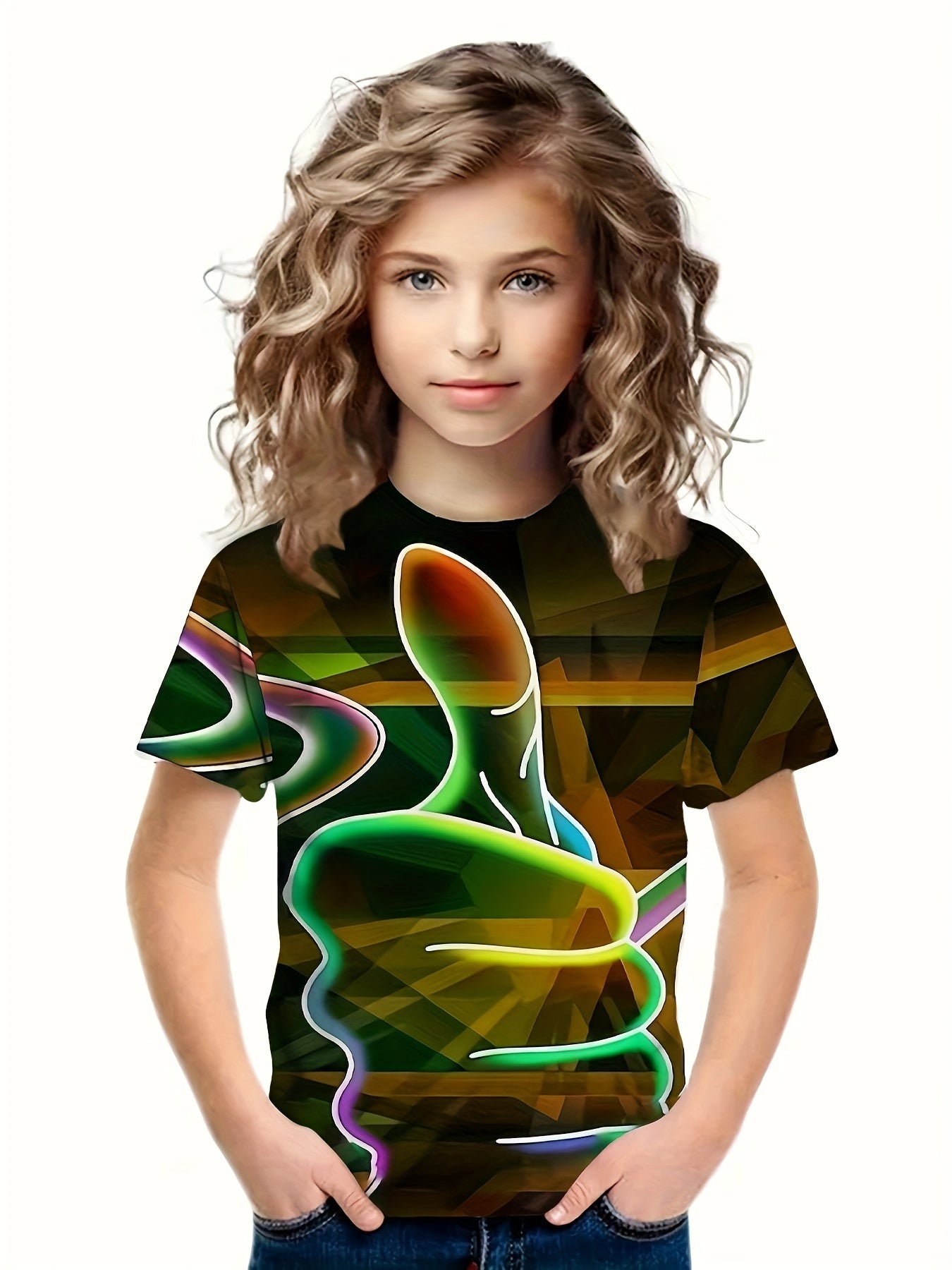 3D Print Thumb Graphic Short Sleeve T shirt for Boys Girls