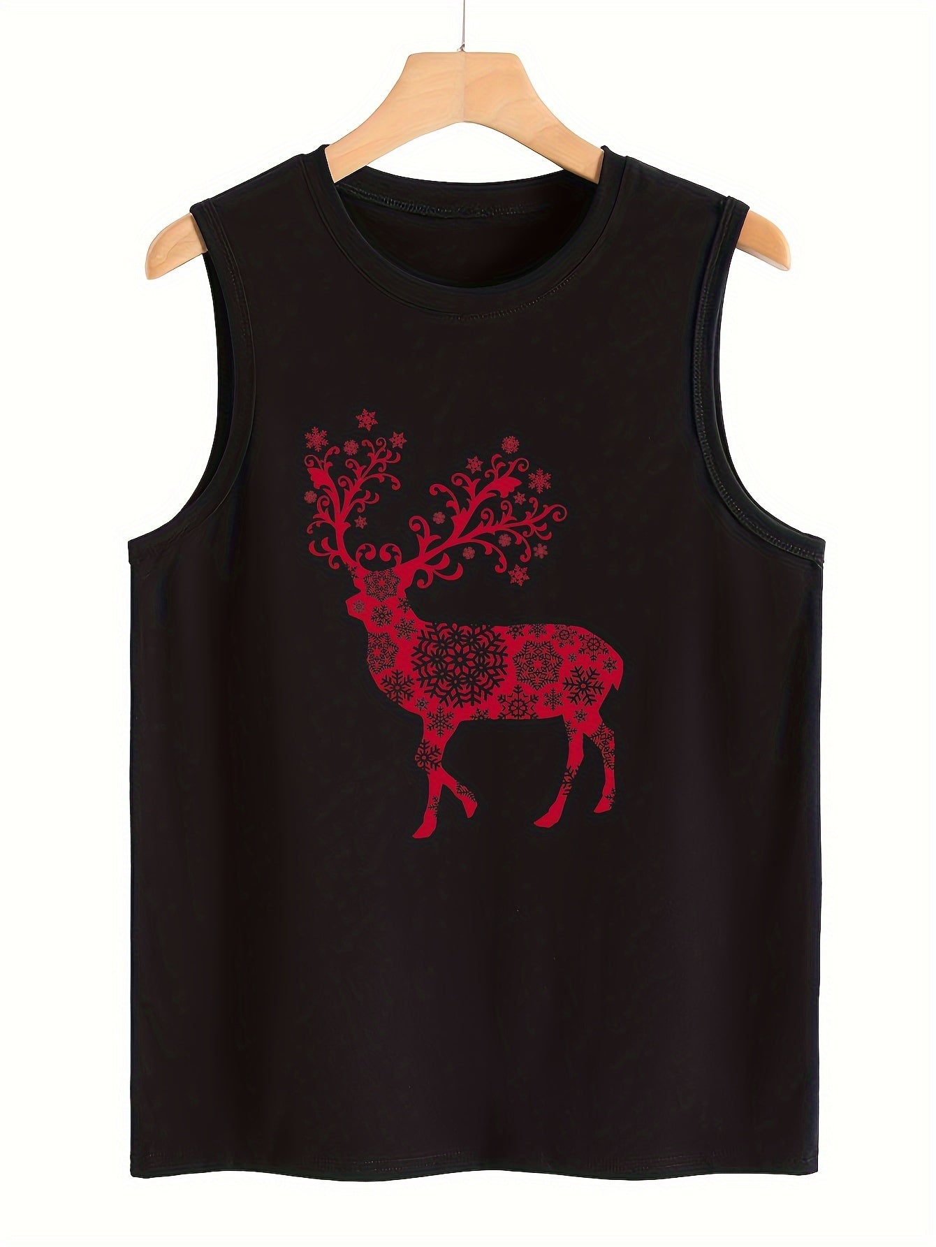 Christmas Deer Print Sleeveless Sports Vest