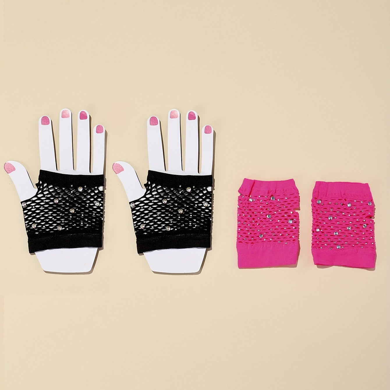Short Fishnet Rhinestone Gloves - Stylish Gloves For Women