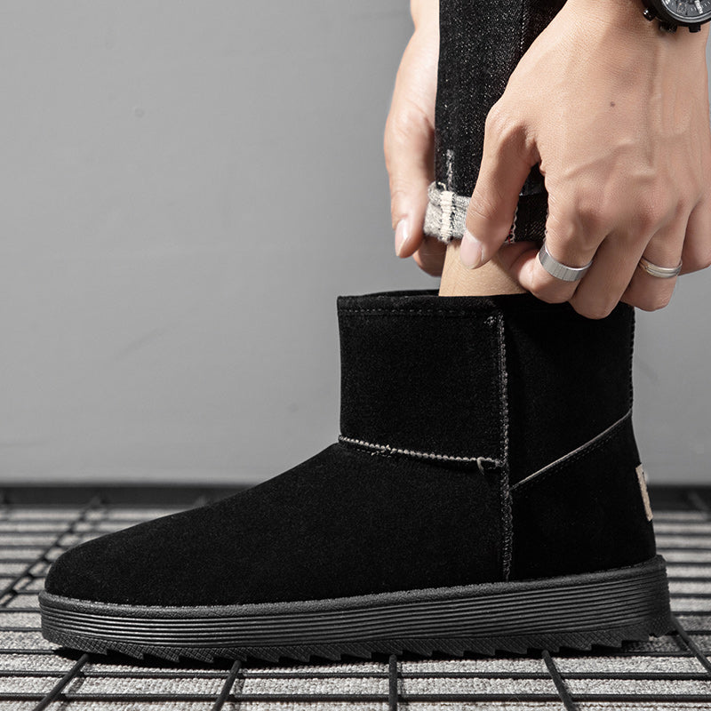 Men's Short Snow Boots Fleece Lined Winter Cotton Shoes