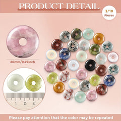 10pcs Random Mixed Worry Stones Donut Lucky Coin Crystal Bulk 20mm