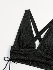 Criss Cross V Neck Bikini Set High Cut Swimsuit