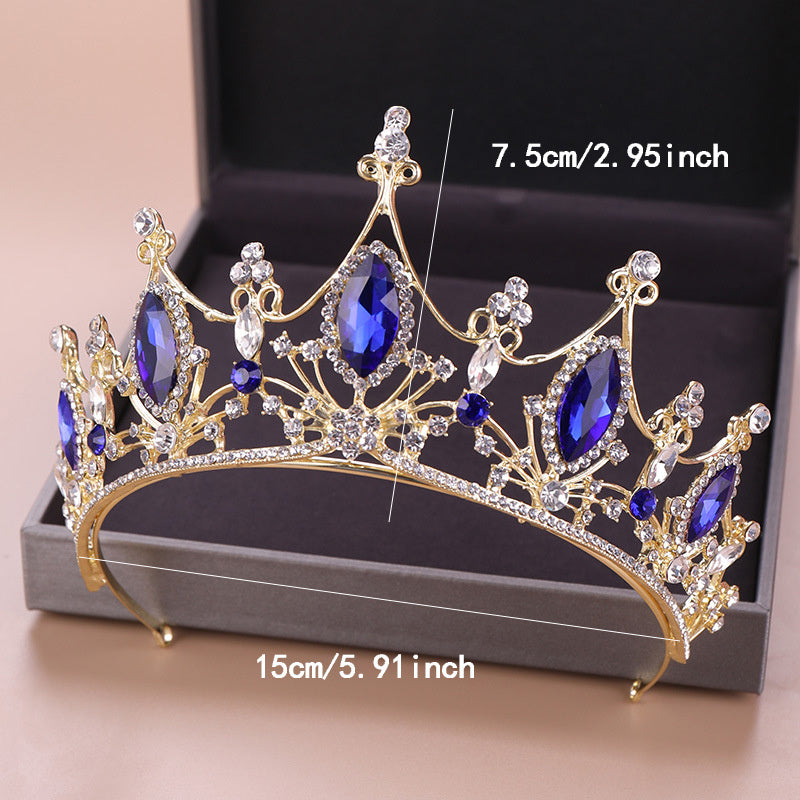 Rhinestone Crown Tiara Queen Style Headband for Prom Birthday Party