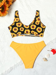 Sunflower Girl's Bikini Set Tank Top & Briefs Swimsuit for Beach Vacation