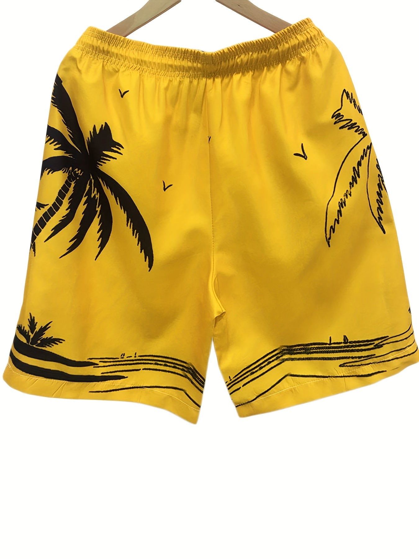 Mesh Lining Palm Tree Swim Trunks 2 Pockets Men's Swimwear