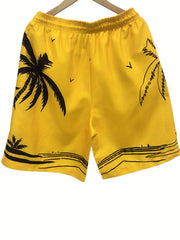 Mesh Lining Palm Tree Swim Trunks 2 Pockets Men's Swimwear