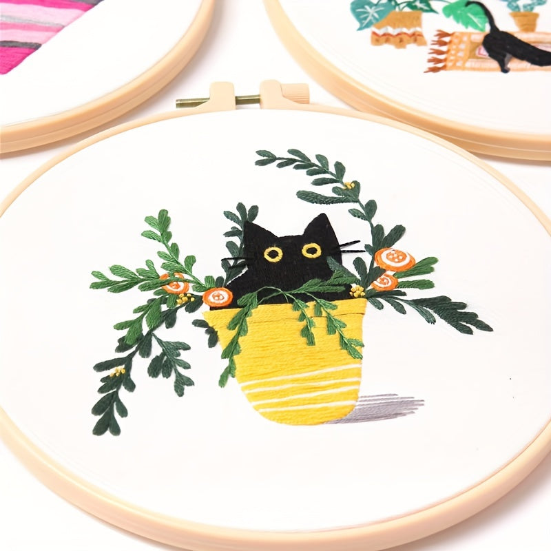Embroidery Starter Kit Cats Pattern DIY Cross Stitch for Beginners Adults