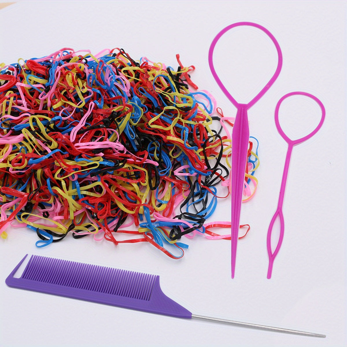 1000pcs Mini Hair Ties With Comb Hair Styling Tools