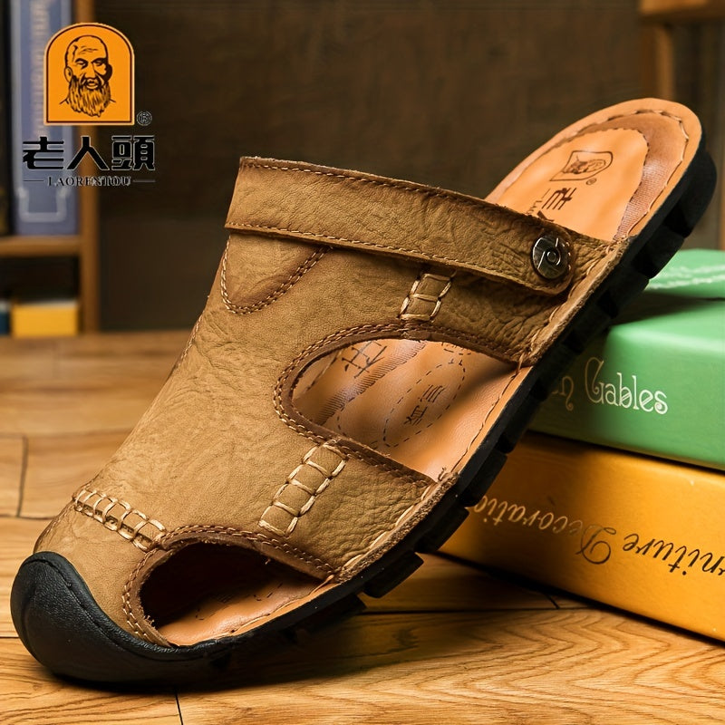 LAORENTOU Men's Wear resistant Non Slip Sandals Closed Toe Comfy Beach Shoes