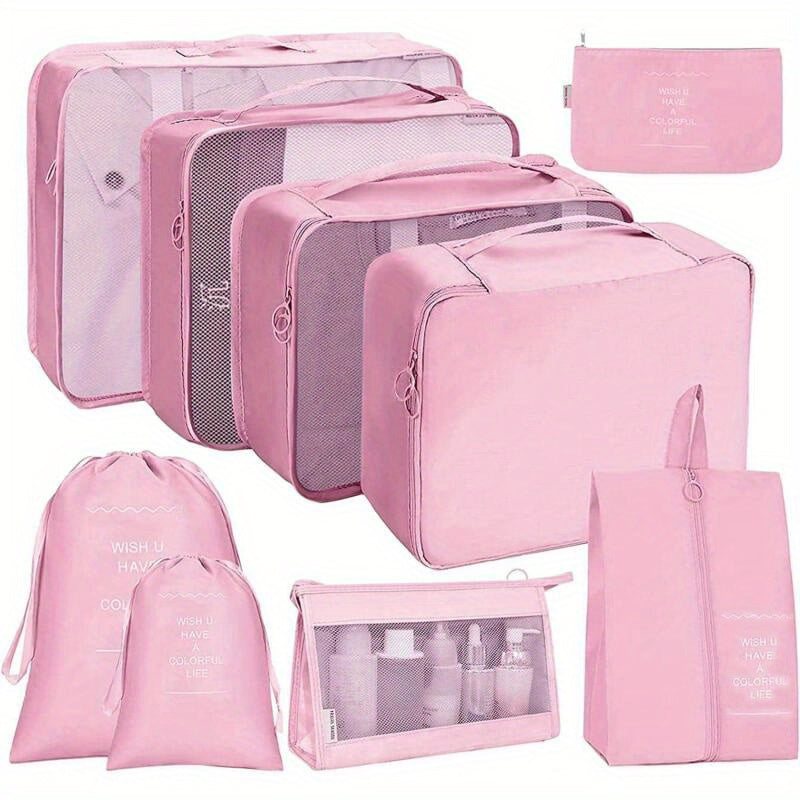 9pcs Luggage Packing Organizer Set Dacron Lightweight Toiletry Packing Cubes
