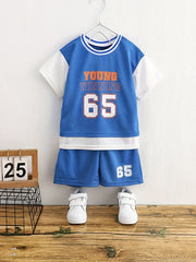 Boys Casual Outfit Round Neck T shirt & Shorts Set, Size 65