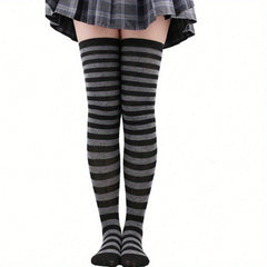 Striped Knee High Socks for School Uniform with Short Skirt Stockings