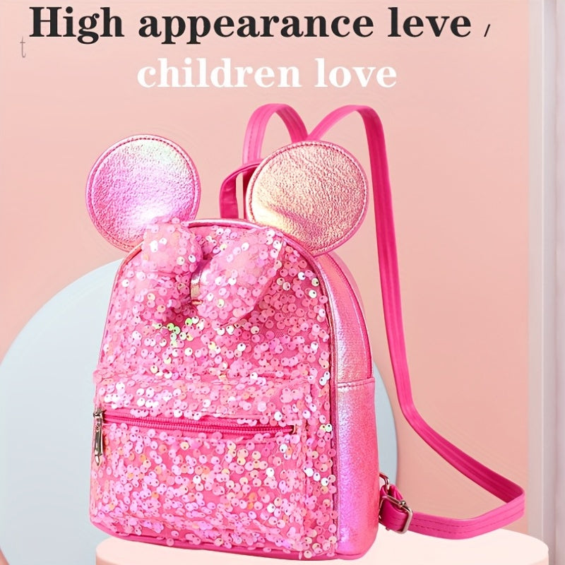 Kids Mouse Ear Sequin Butterfly Knot Backpack For Girls Boys