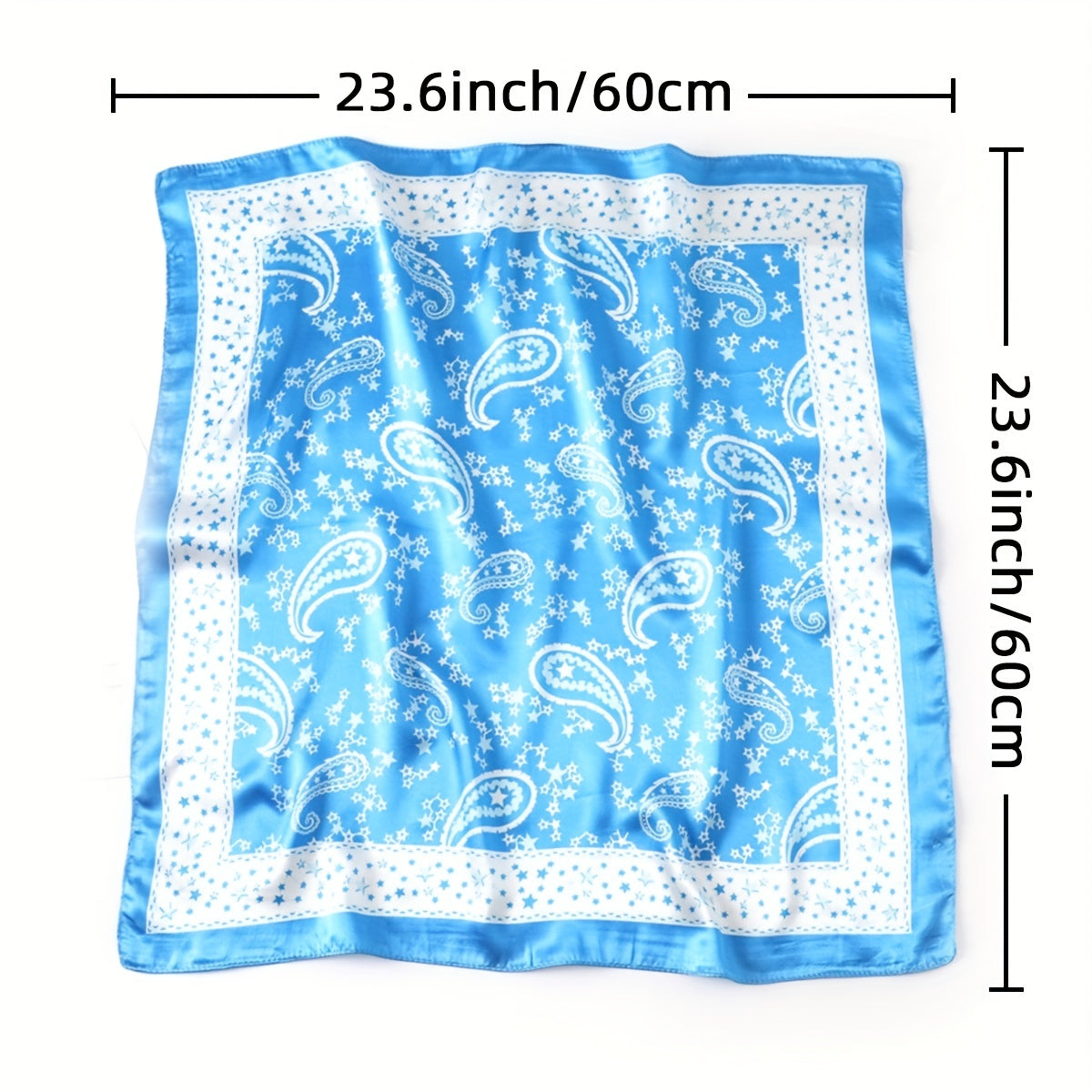 Stars Print Square Scarf Satin Bandana Neckerchief Women Silk Head Wrap